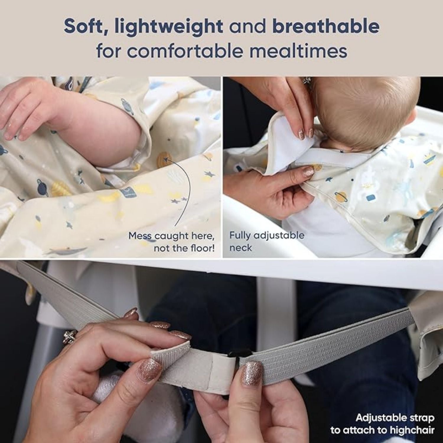 Bibado Short Sleeve Coverall Weaning Bib - Cosmic Companions - BIB048