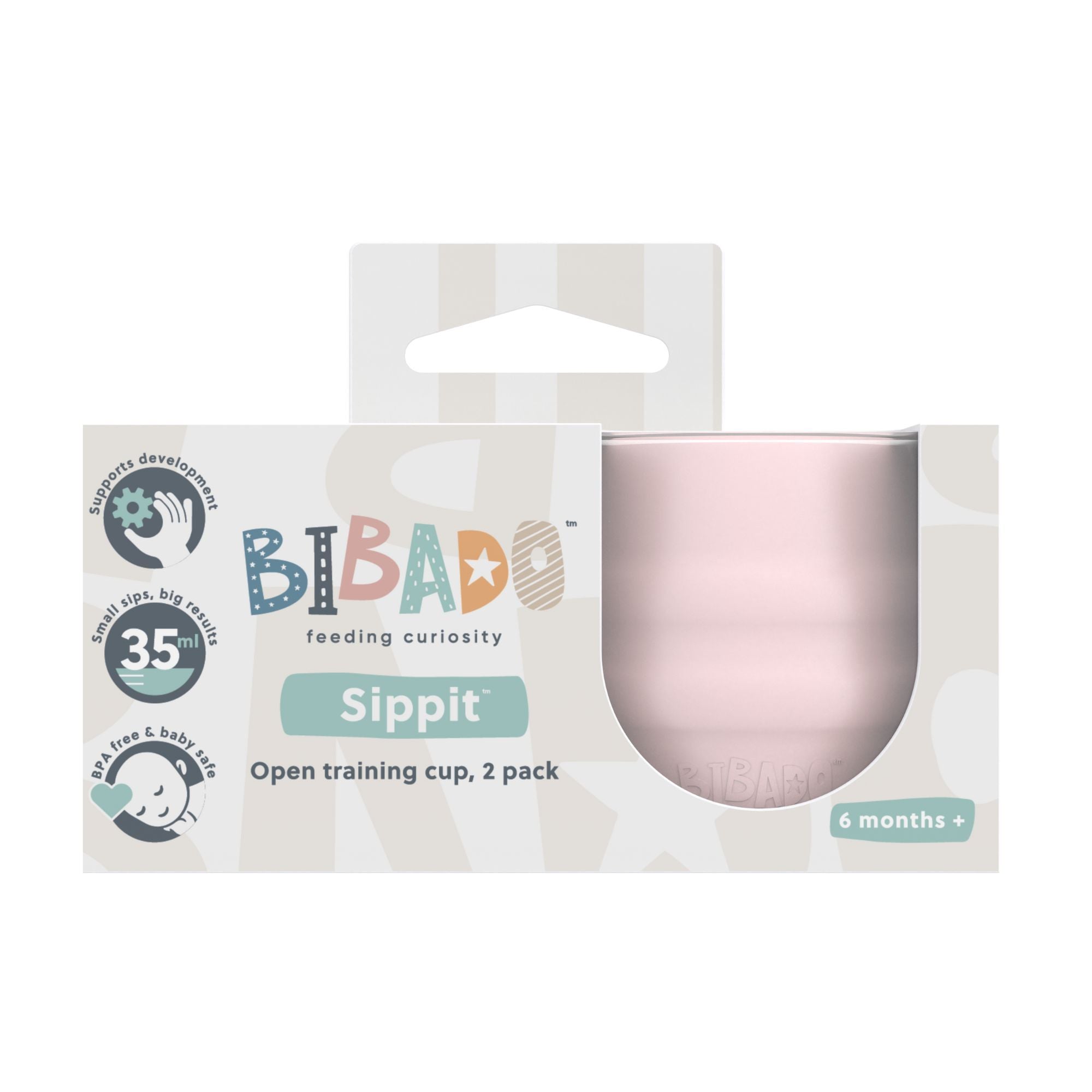 BiBaDo Sippit™ - Anti - Slip Silicone Open Drinking Cup - Blush - For Infants - Pack of 2 - BIB213