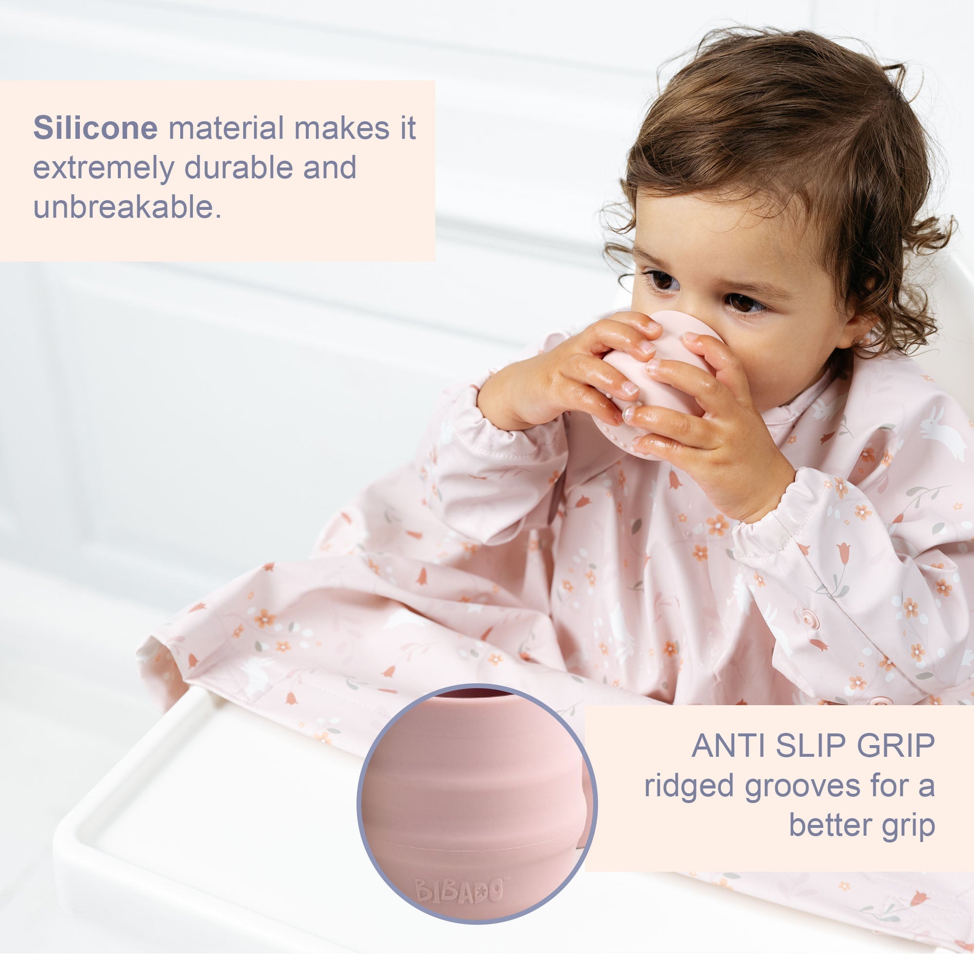 BiBaDo Sippit™ - Anti - Slip Silicone Open Drinking Cup - Blush - For Infants - Pack of 2 - BIB213