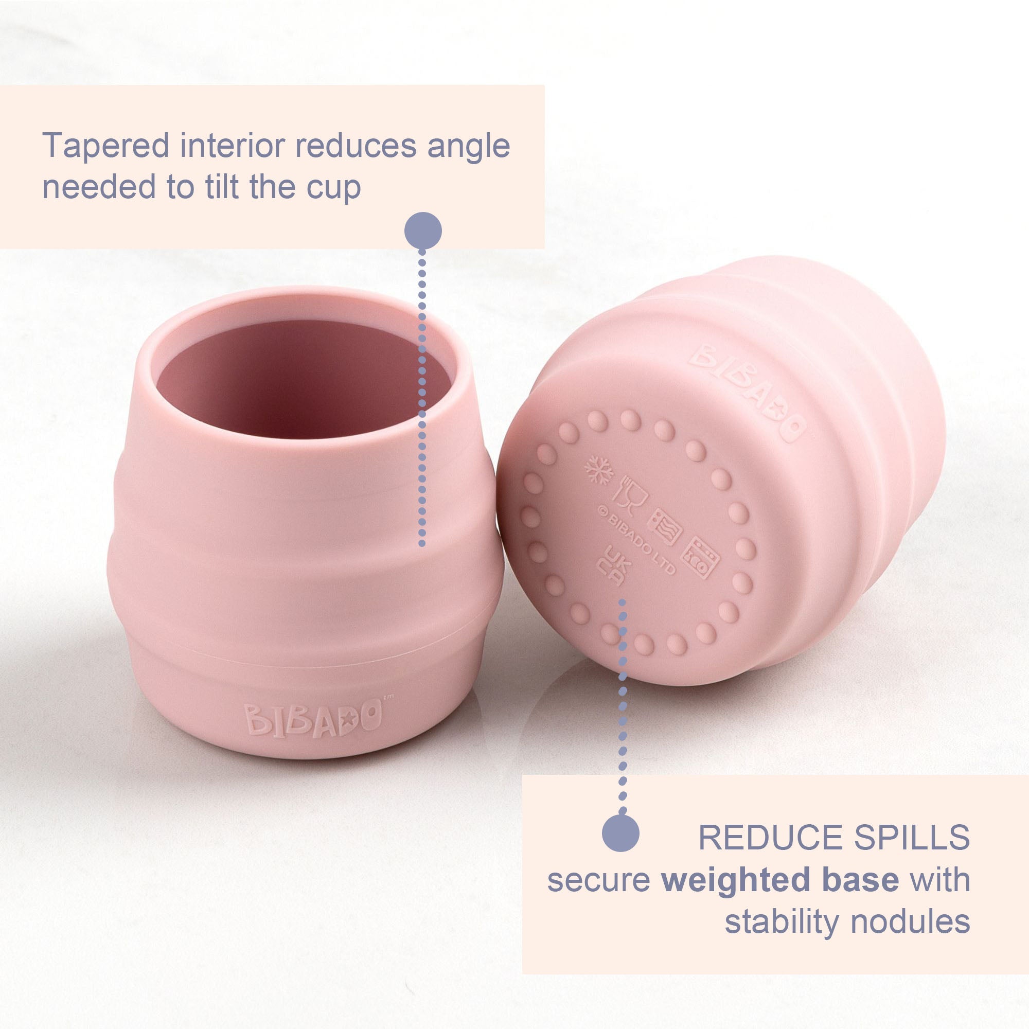 BiBaDo Sippit™ - Anti - Slip Silicone Open Drinking Cup - Blush - For Infants - Pack of 2 - BIB213