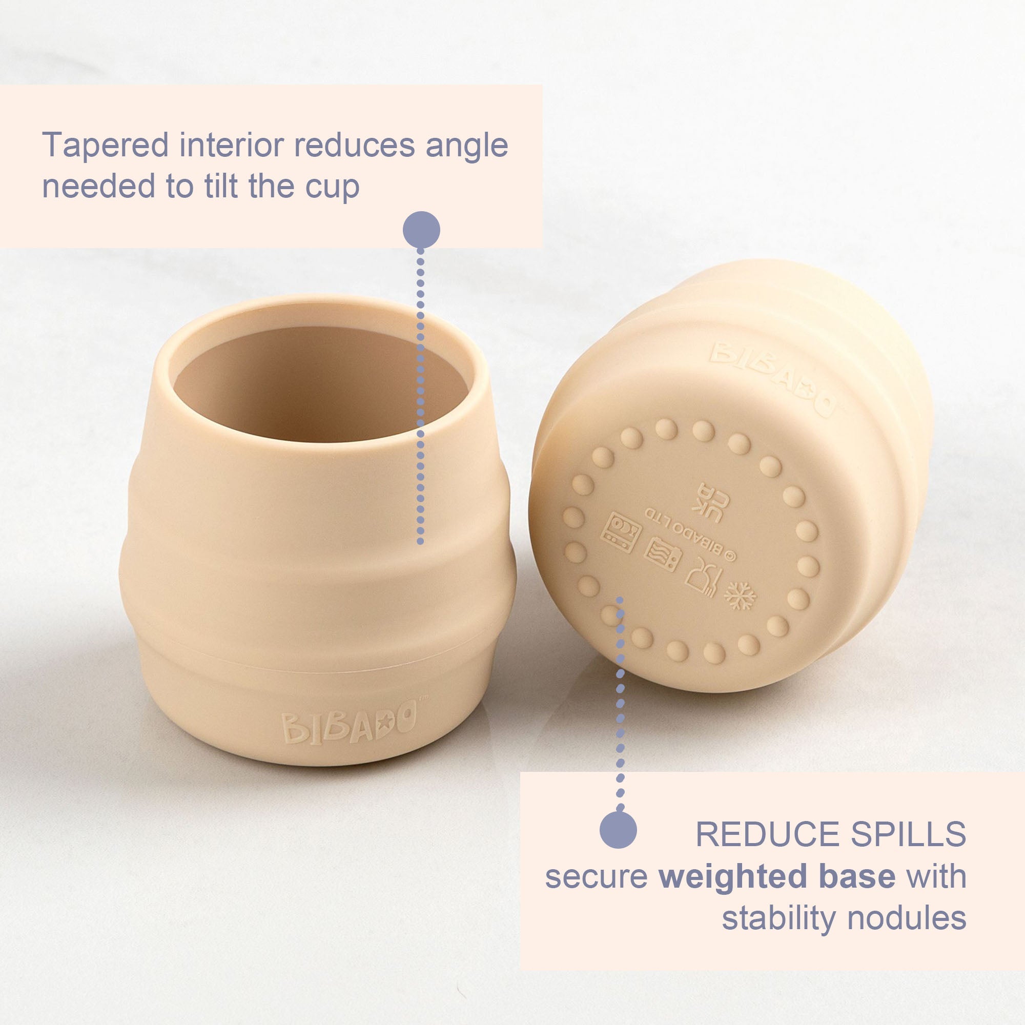 BiBaDo Sippit™ - Anti - Slip Silicone Open Drinking Cup - Fawn - For Infants - Pack of 3 - BIB214