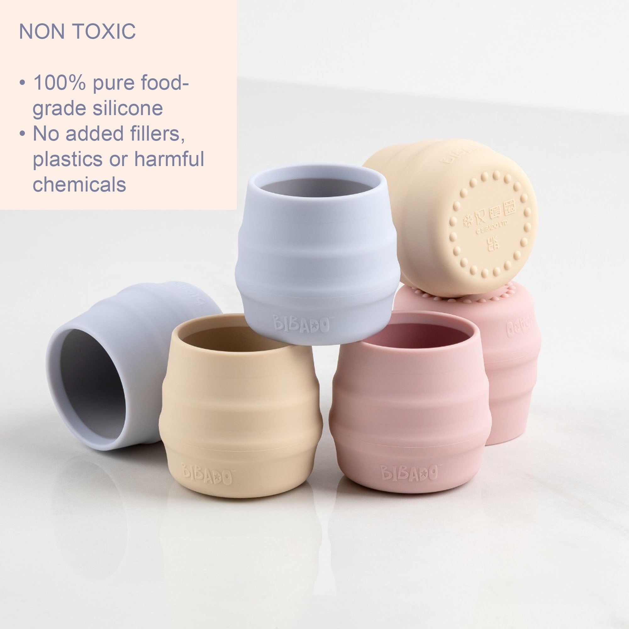 BiBaDo Sippit™ - Anti - Slip Silicone Open Drinking Cup - Fawn - For Infants - Pack of 3 - BIB214