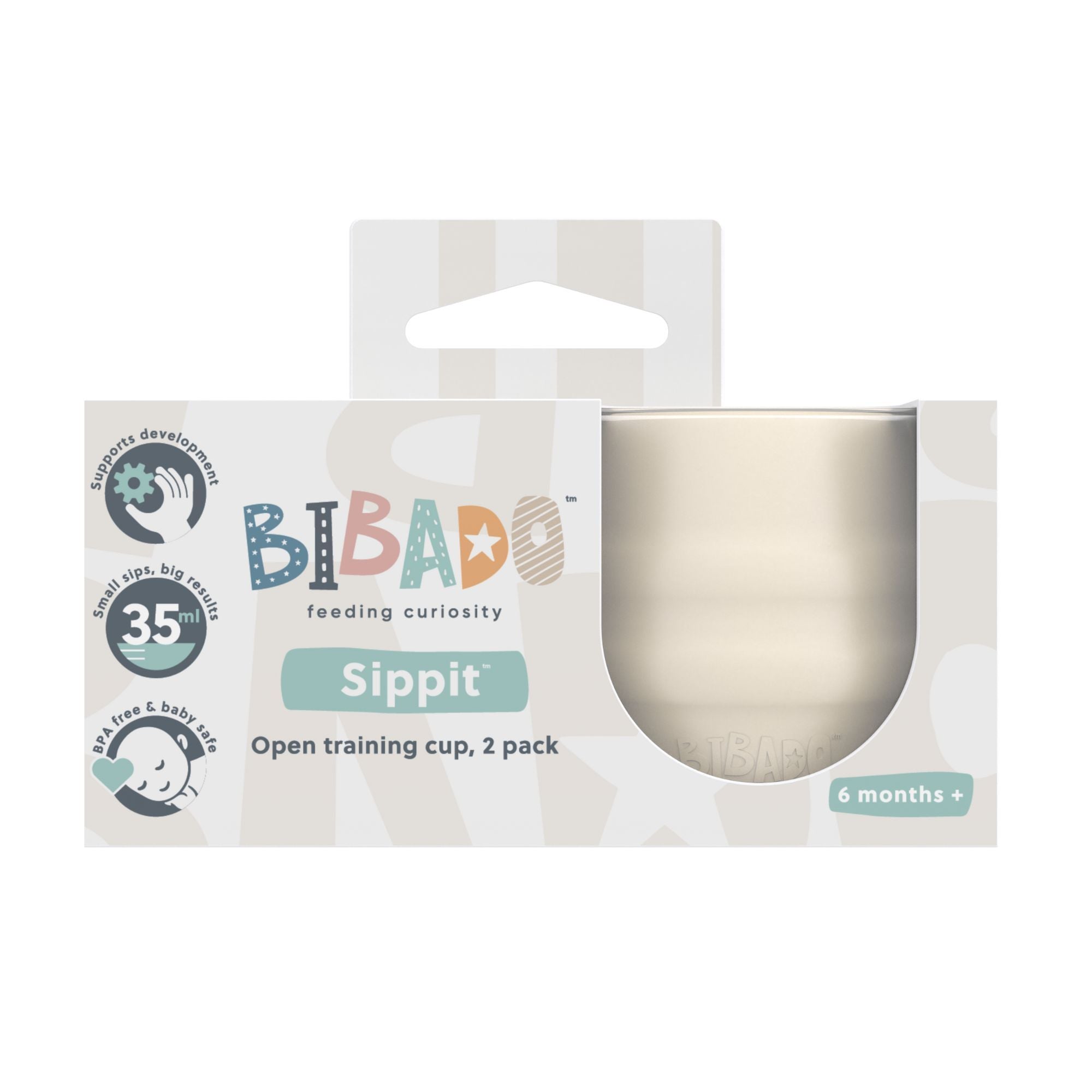 BiBaDo Sippit™ - Anti - Slip Silicone Open Drinking Cup - Fawn - For Infants - Pack of 3 - BIB214