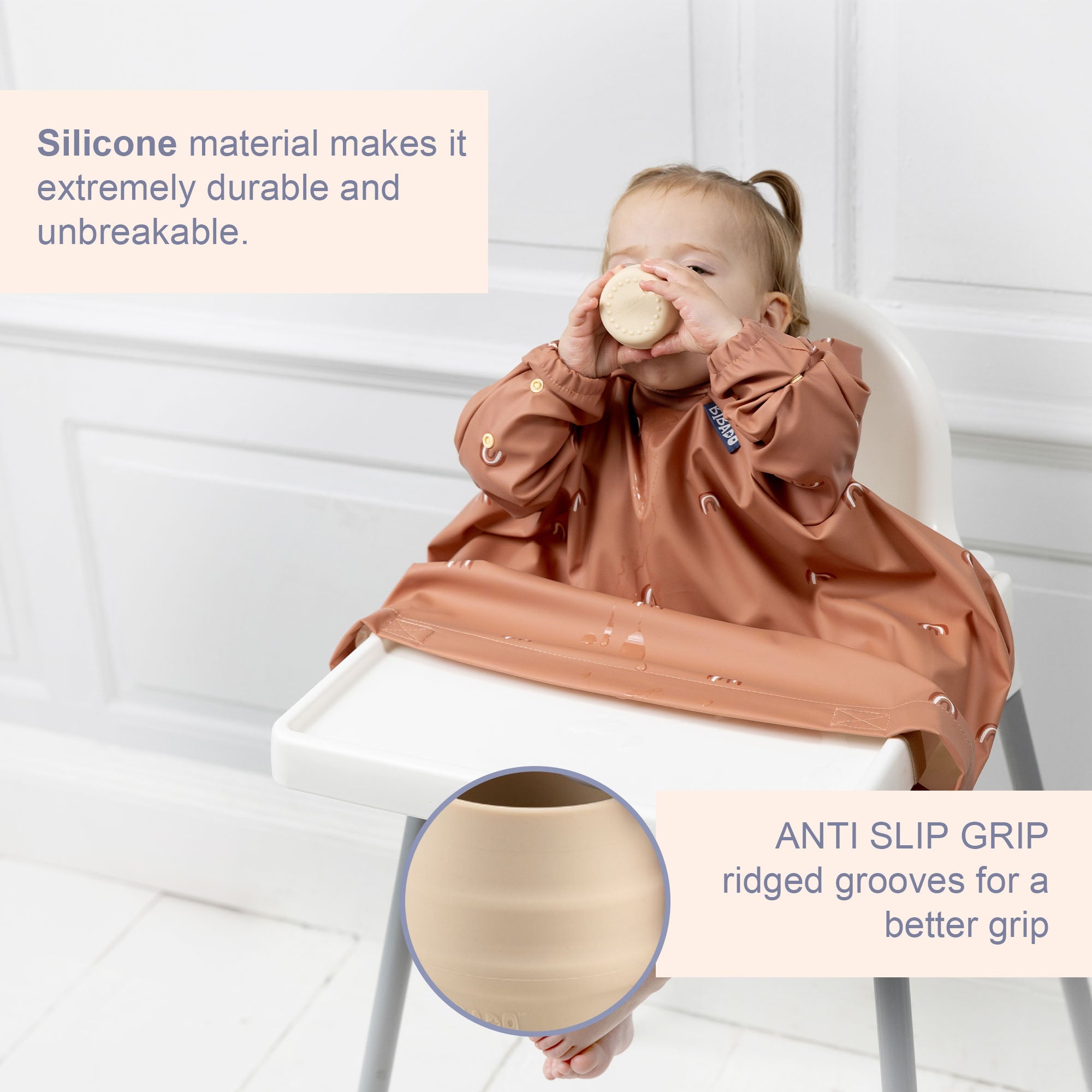 BiBaDo Sippit™ - Anti - Slip Silicone Open Drinking Cup - Fawn - For Infants - Pack of 3 - BIB214