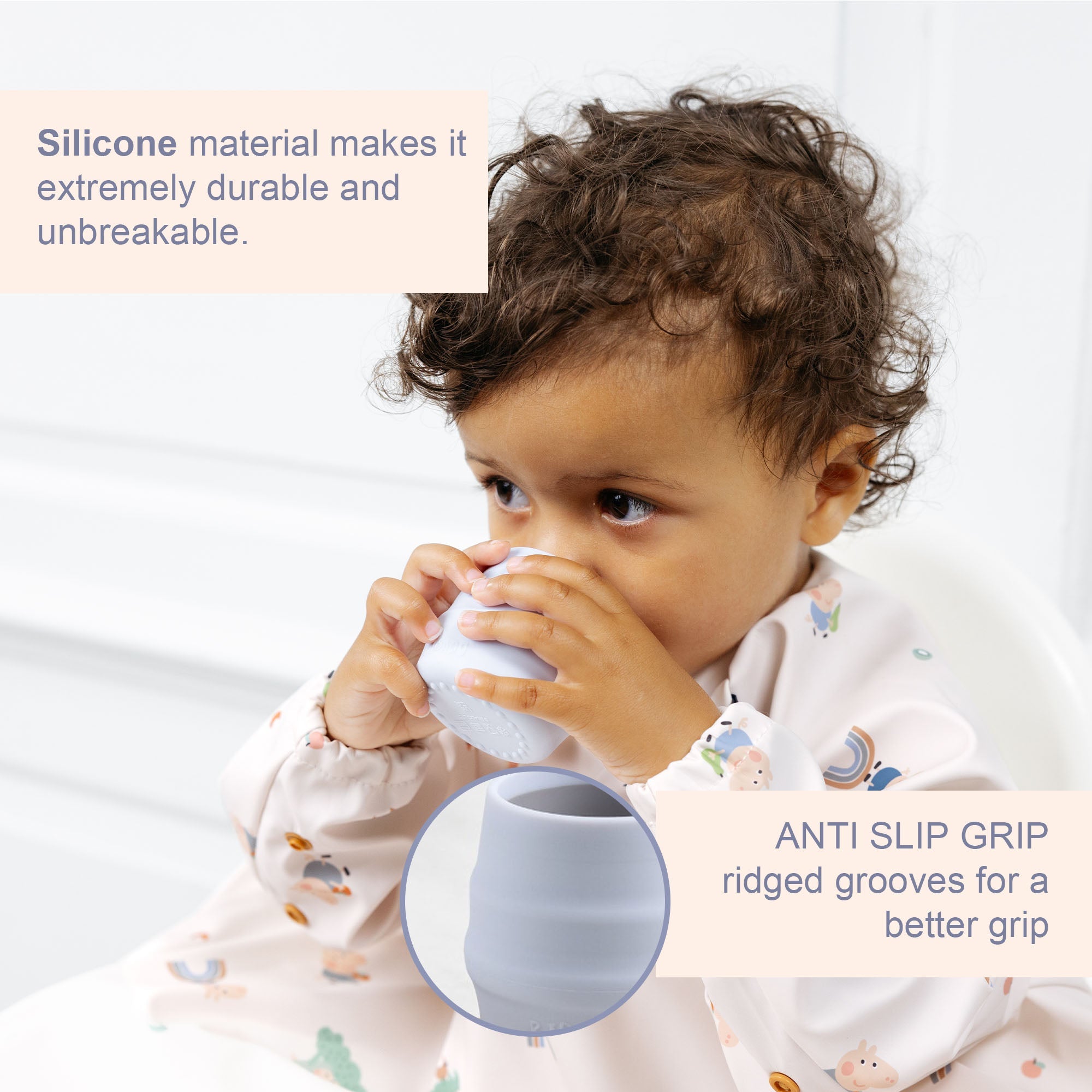 BiBaDo Sippit™ - Anti - Slip Silicone Open Drinking Cup - Mist - Pack of 4 - BIB212