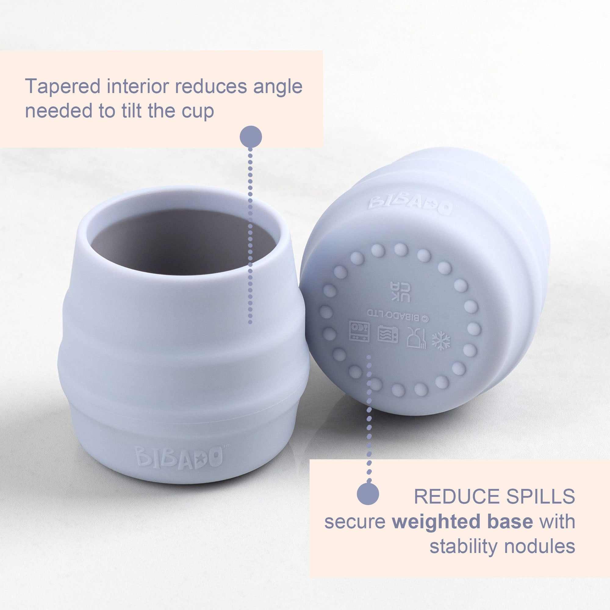 BiBaDo Sippit™ - Anti - Slip Silicone Open Drinking Cup - Mist - Pack of 4 - BIB212