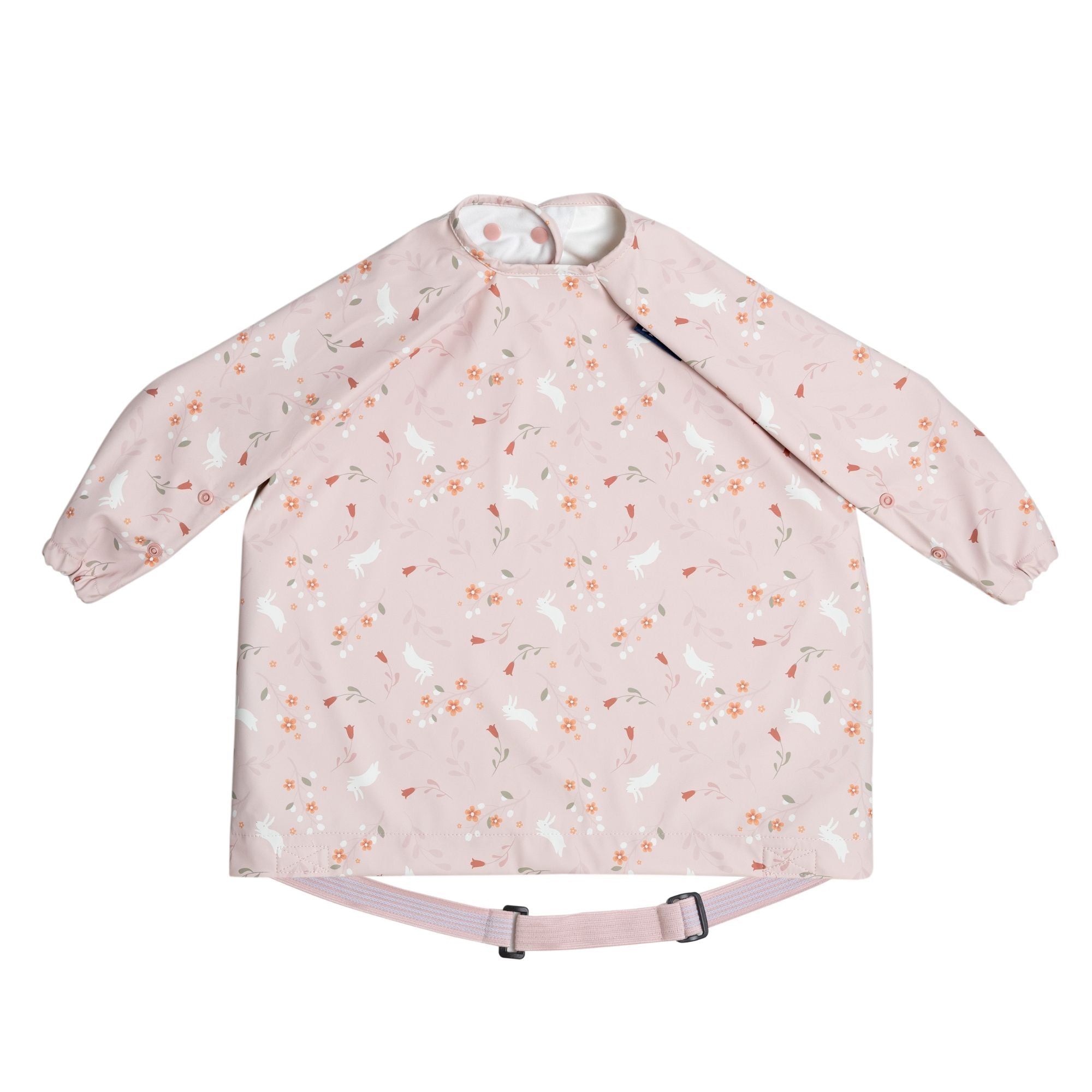 BiBaDo Stain & Water Proof Long Sleeve Coverall Shirt Weaning Bib Botanical Bunnies Print - Pink - BIB502R