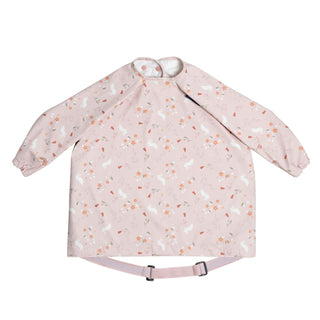 BiBaDo Stain & Water Proof Long Sleeve Coverall Shirt Weaning Bib Botanical Bunnies Print - Pink - BIB502R