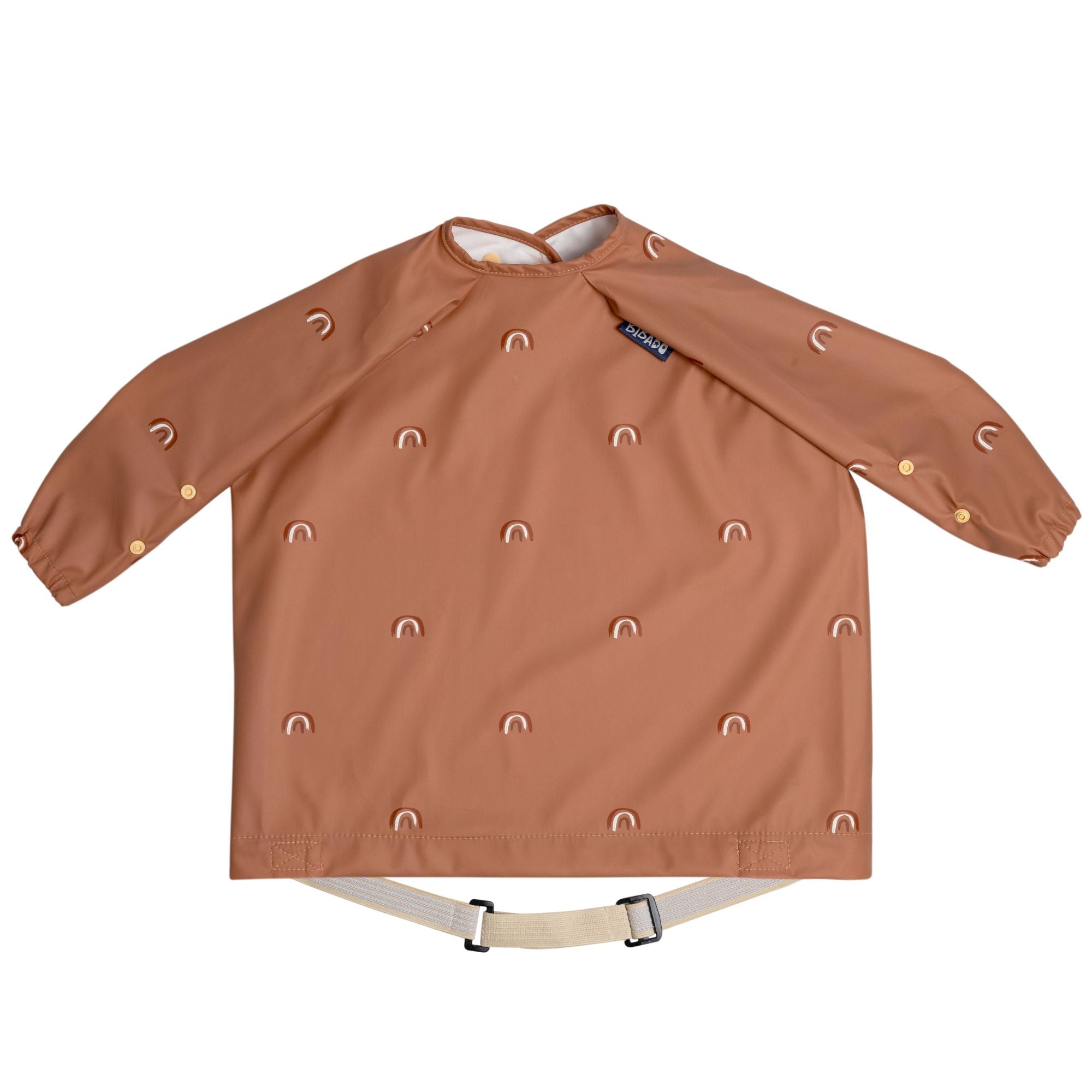 BiBaDo Stain & Water Proof Long Sleeve Coverall Shirt Weaning Bib Chasing Rainbows Print - Brown - For Infants - BIB503R