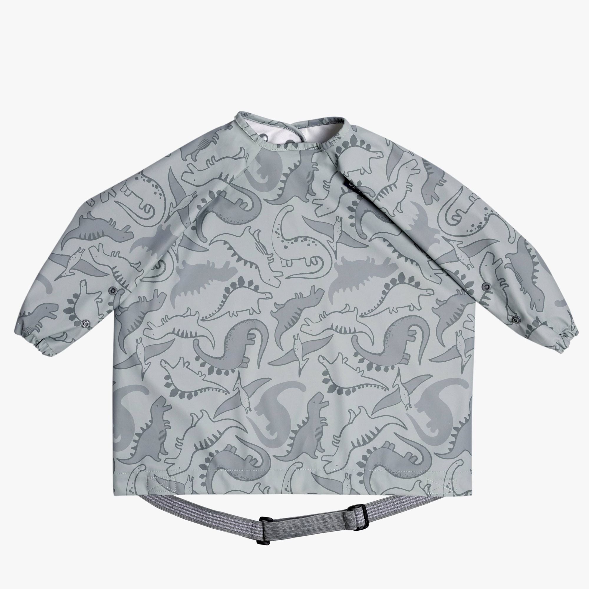 BiBaDo Stain & Water Proof Long Sleeve Coverall Shirt Weaning Bib Dino Roar Print - Grey - For Infants - BIB501R