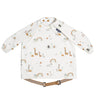 BiBaDo Stain & Water Proof Long Sleeve Coverall Shirt Weaning Bib Serengeti Spaghetti Print - White - For Infants - BIB500R