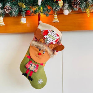 Big Rudolf Face Christmas Stockings, Large - XMAS STOCKINGS