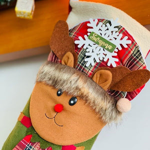 Big Rudolf Face Christmas Stockings, Large - XMAS STOCKINGS