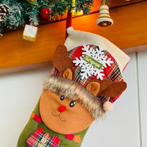 Big Rudolf Face Christmas Stockings, Large - XMAS STOCKINGS