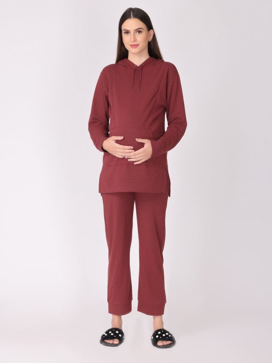 Binge Watch Maternity and Feeding Hoodie Pajama Loungewear Set - PYJ-PMGT-S