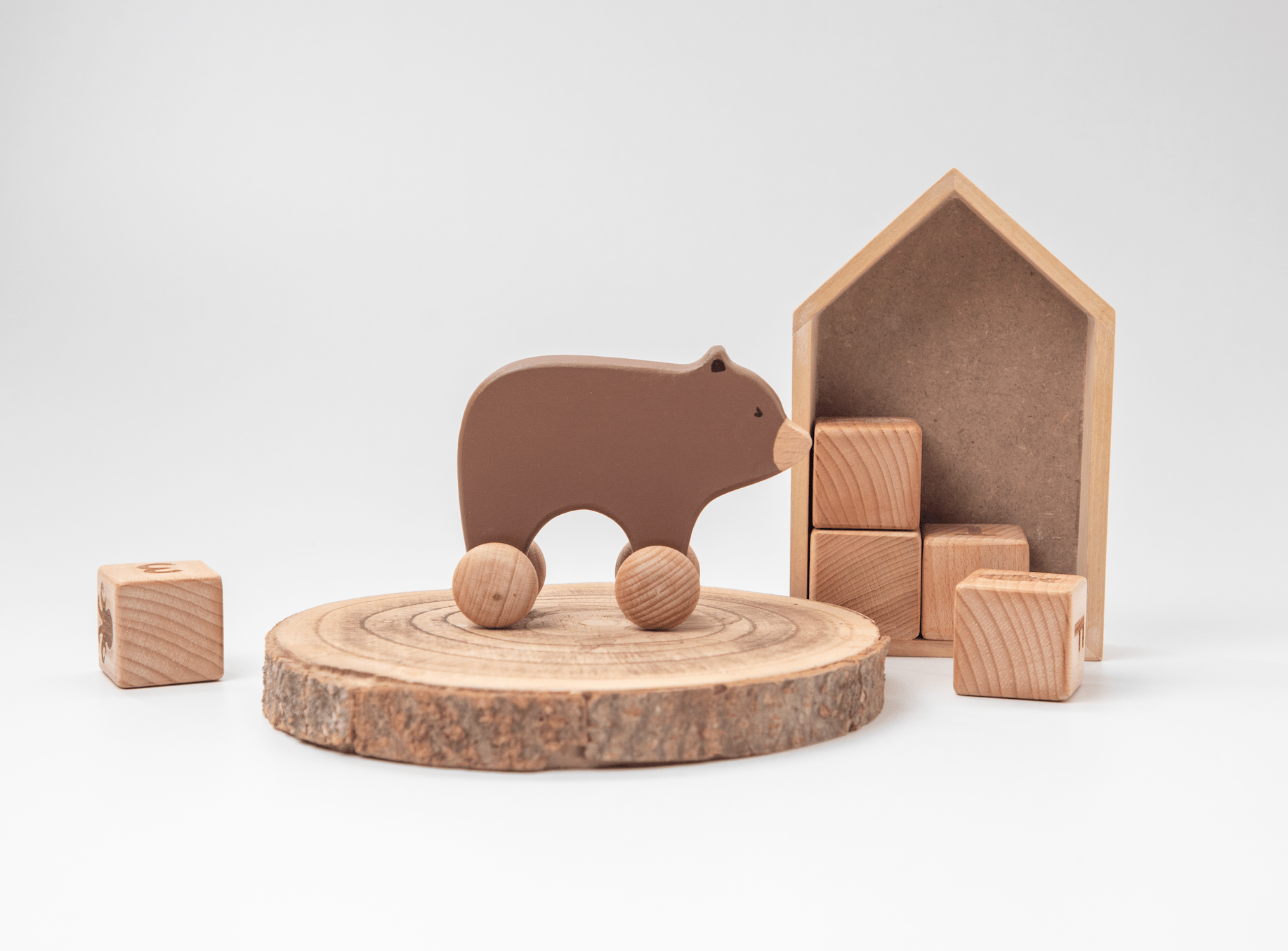 Birch & Bug Bear Roller Toy - Wooden Animal