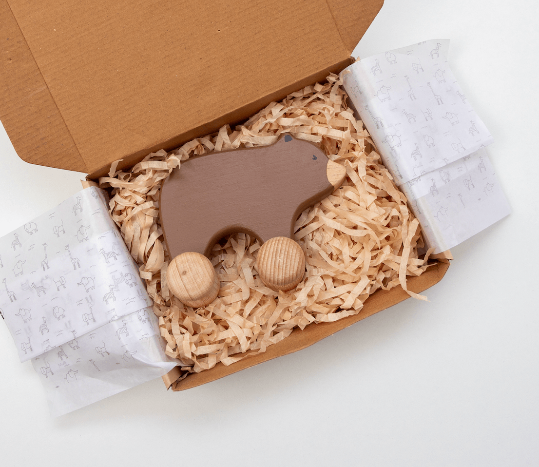 Birch & Bug Bear Roller Toy - Wooden Animal