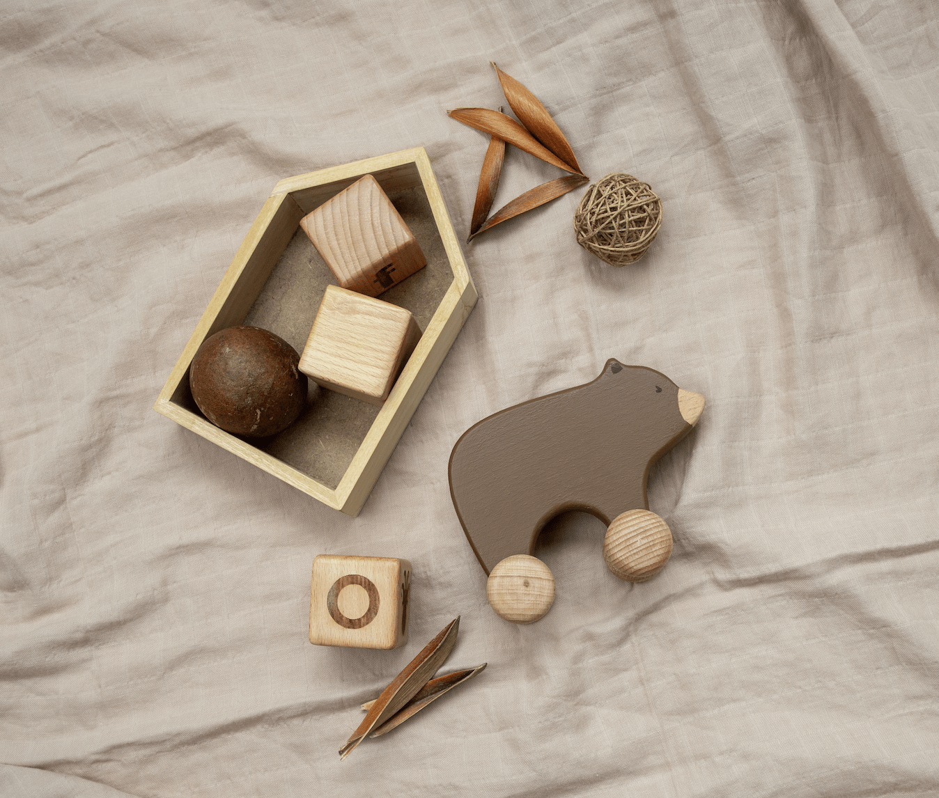 Birch & Bug Bear Roller Toy - Wooden Animal