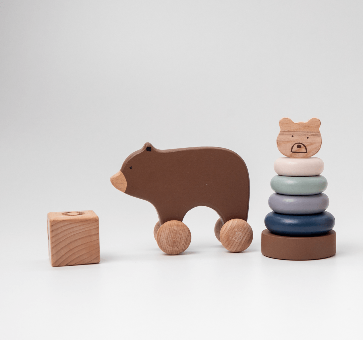 Birch & Bug Bear Roller Toy - Wooden Animal