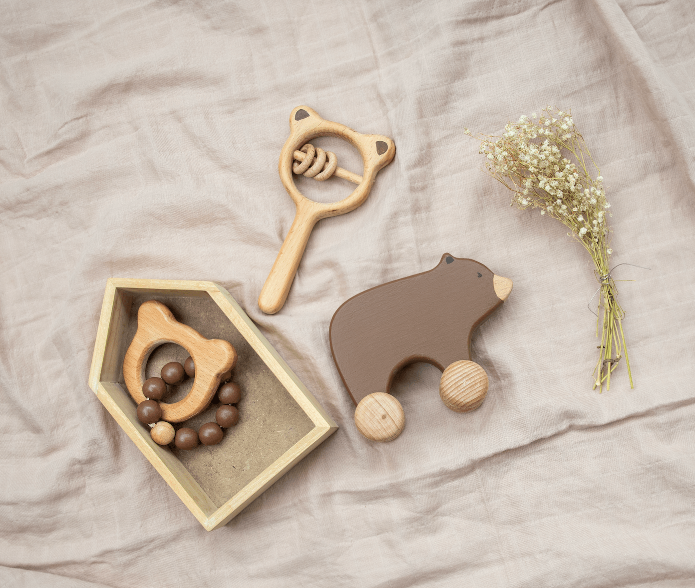 Birch & Bug Bear Roller Toy - Wooden Animal