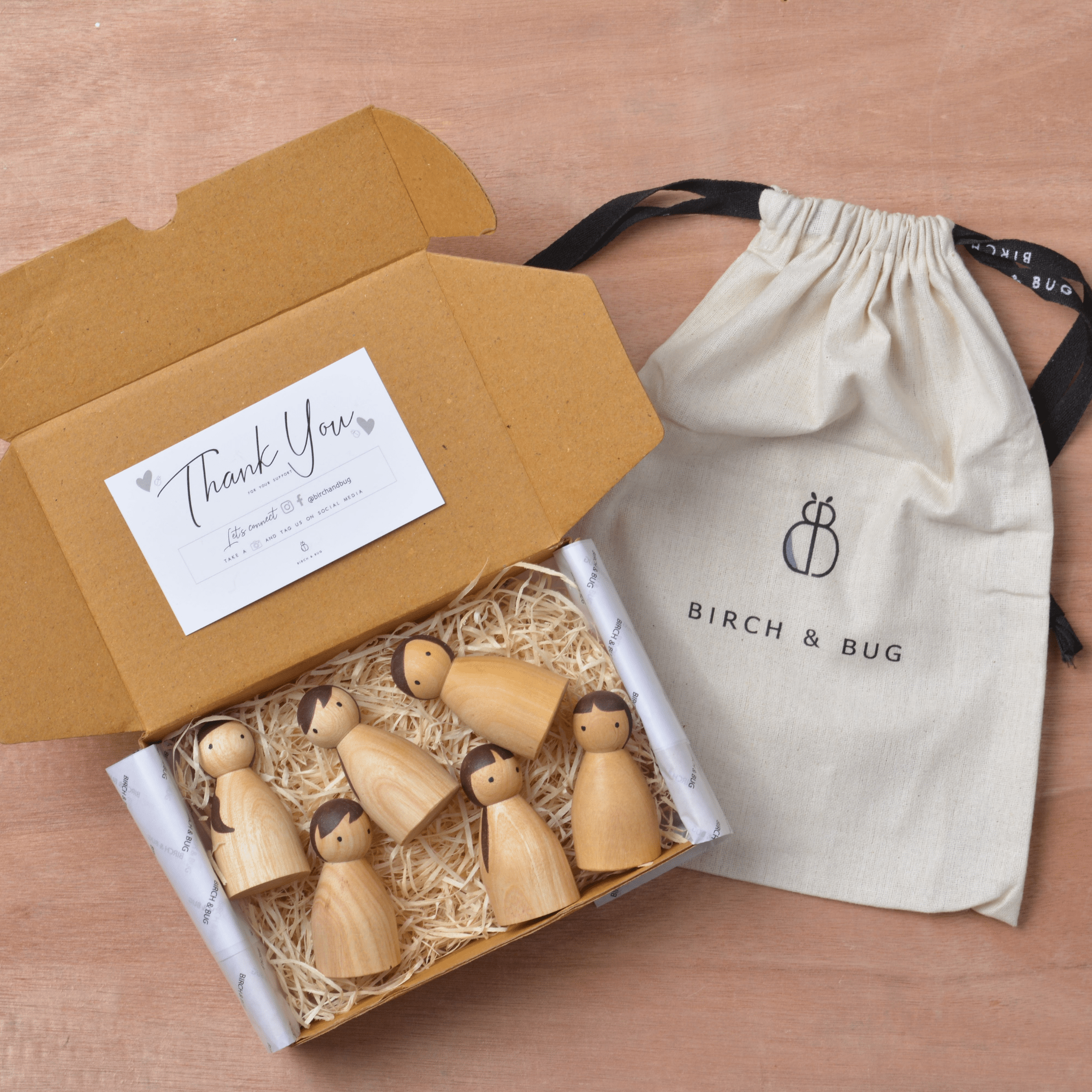 Birch & Bug Folk Natural Set of 6 - BBBF0602