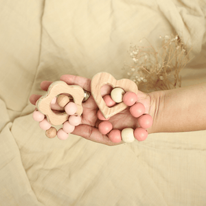 Birch & Bug Heart and Bloom Teether Set of 2 - Wooden Toy