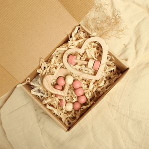 Birch & Bug Heart Teether & Rattle Combo - Wooden Toy