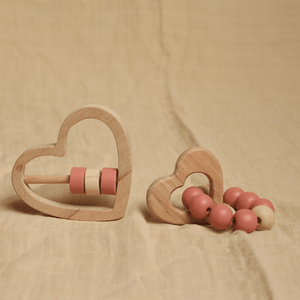 Birch & Bug Heart Teether & Rattle Combo - Wooden Toy