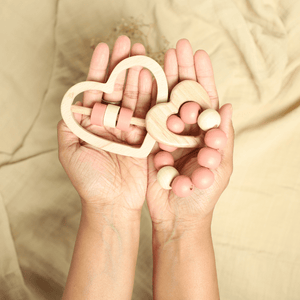 Birch & Bug Heart Teether & Rattle Combo - Wooden Toy