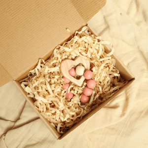 Birch & Bug Heart Teether with Beads - Wooden Toy