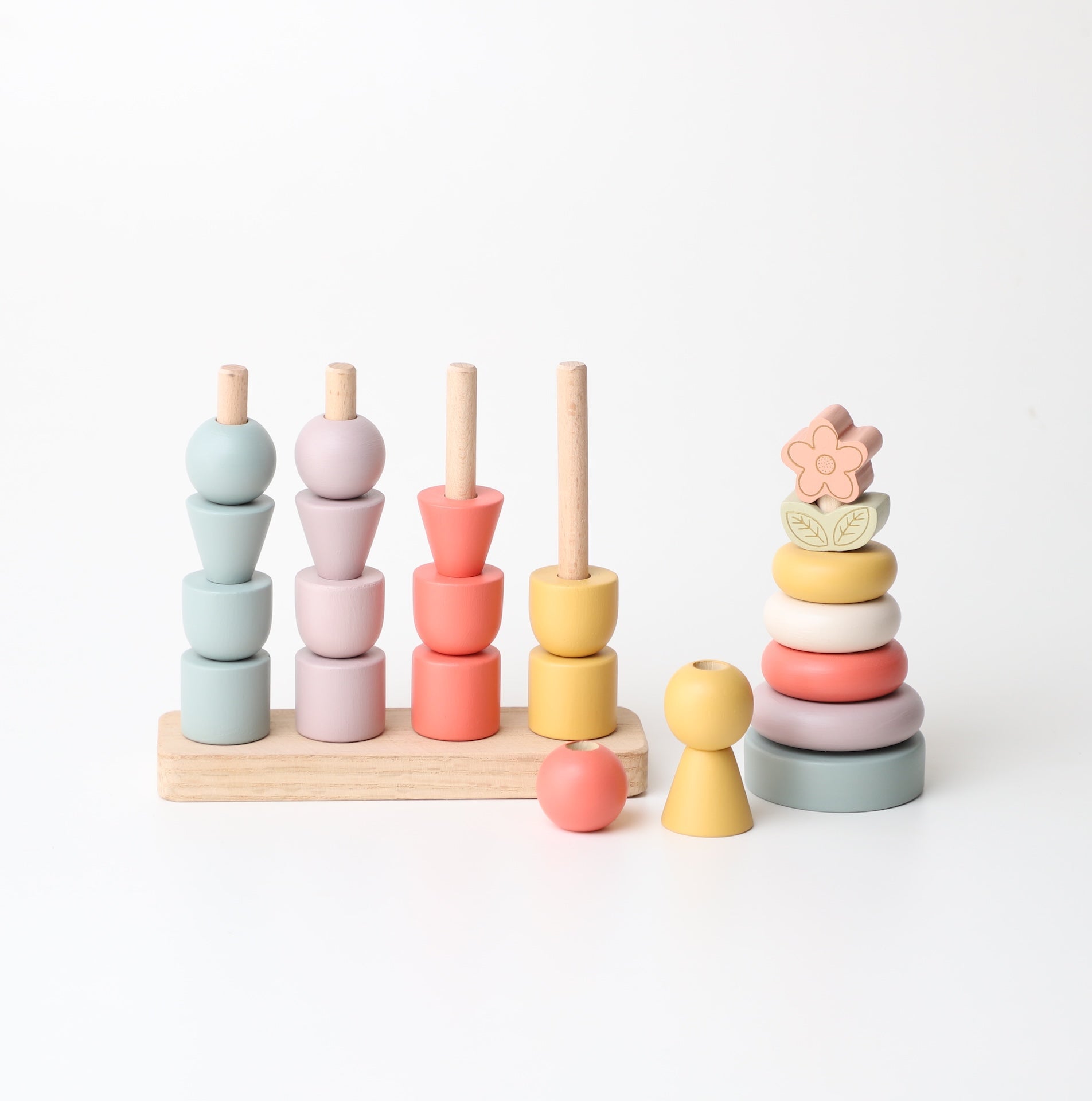 Birch & Bug Little Bloom Stacker Set Pastel | The Mom Store - Wooden Toys