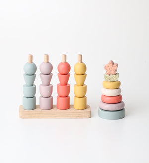Birch & Bug Little Bloom Stacker Set Pastel | The Mom Store - Wooden Toys