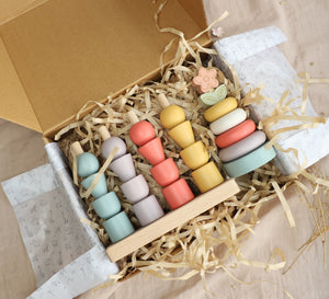 Birch & Bug Little Bloom Stacker Set Pastel | The Mom Store - Wooden Toys