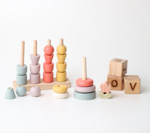 Birch & Bug Little Bloom Stacker Set Pastel | The Mom Store - Wooden Toys