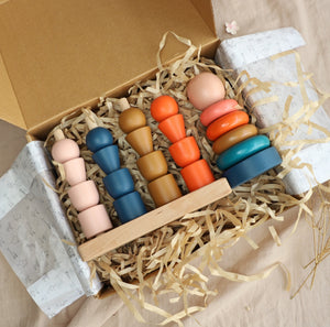 Birch & Bug Little Bloom Stacker Set Sunset | The Mom Store - Wooden Toys