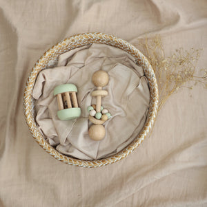 Birch & Bug Lullaby Set Sage - Baby Rattle Toy | The Mom Store - Wooden Toys