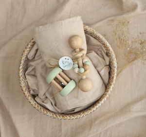 Birch & Bug Lullaby Set Sage - Baby Rattle Toy | The Mom Store - Wooden Toys