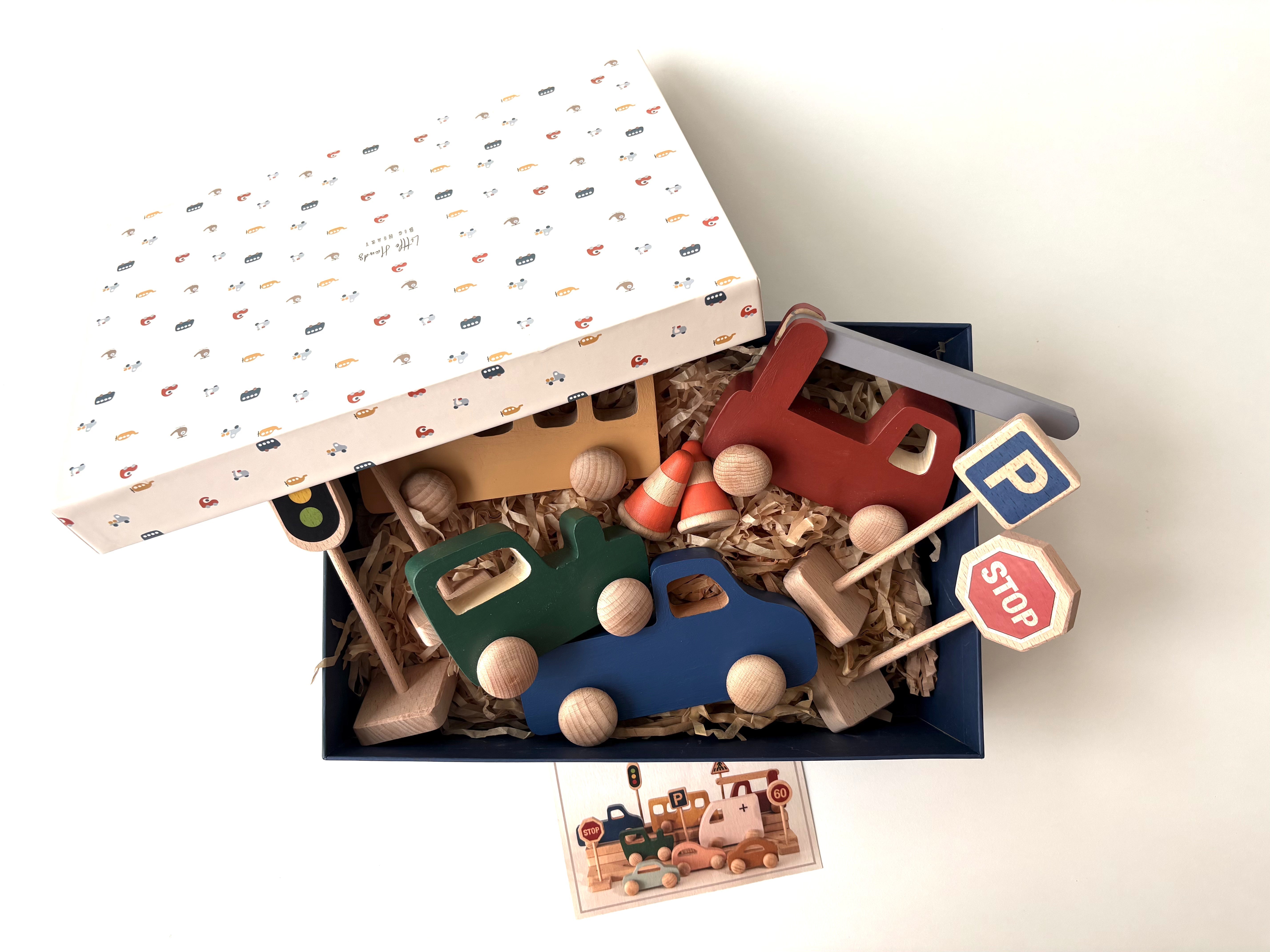 Birch & Bug Mini City Wooden Playset - Wooden Vehicles