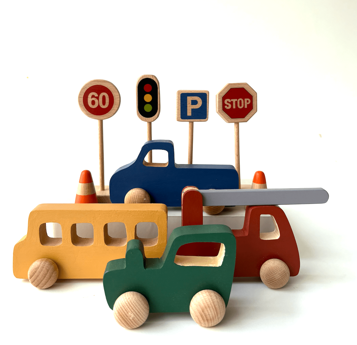 Birch & Bug Mini City Wooden Playset - Wooden Vehicles