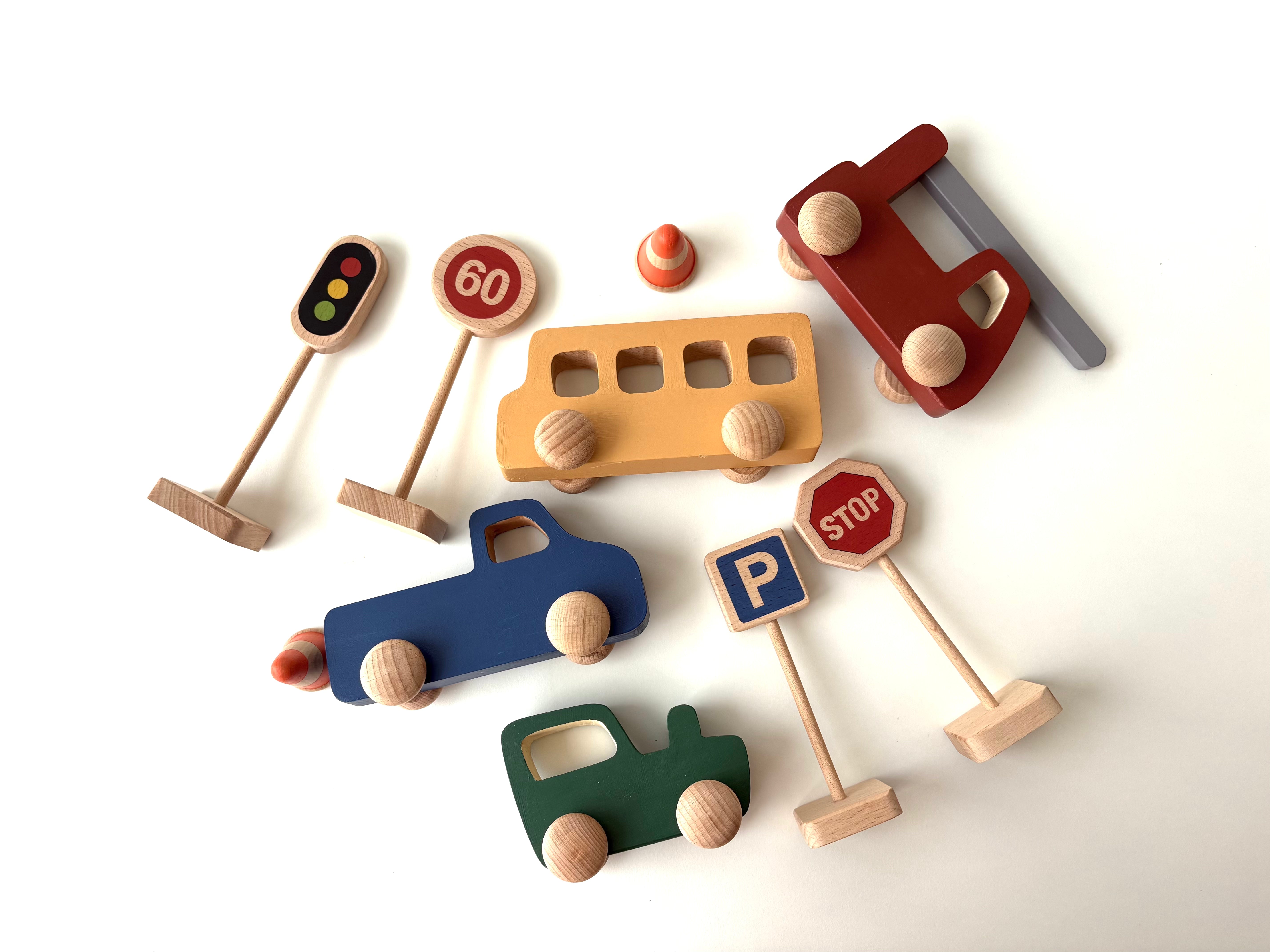 Birch & Bug Mini City Wooden Playset - Wooden Vehicles