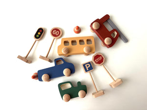 Birch & Bug Mini City Wooden Playset - Wooden Vehicles