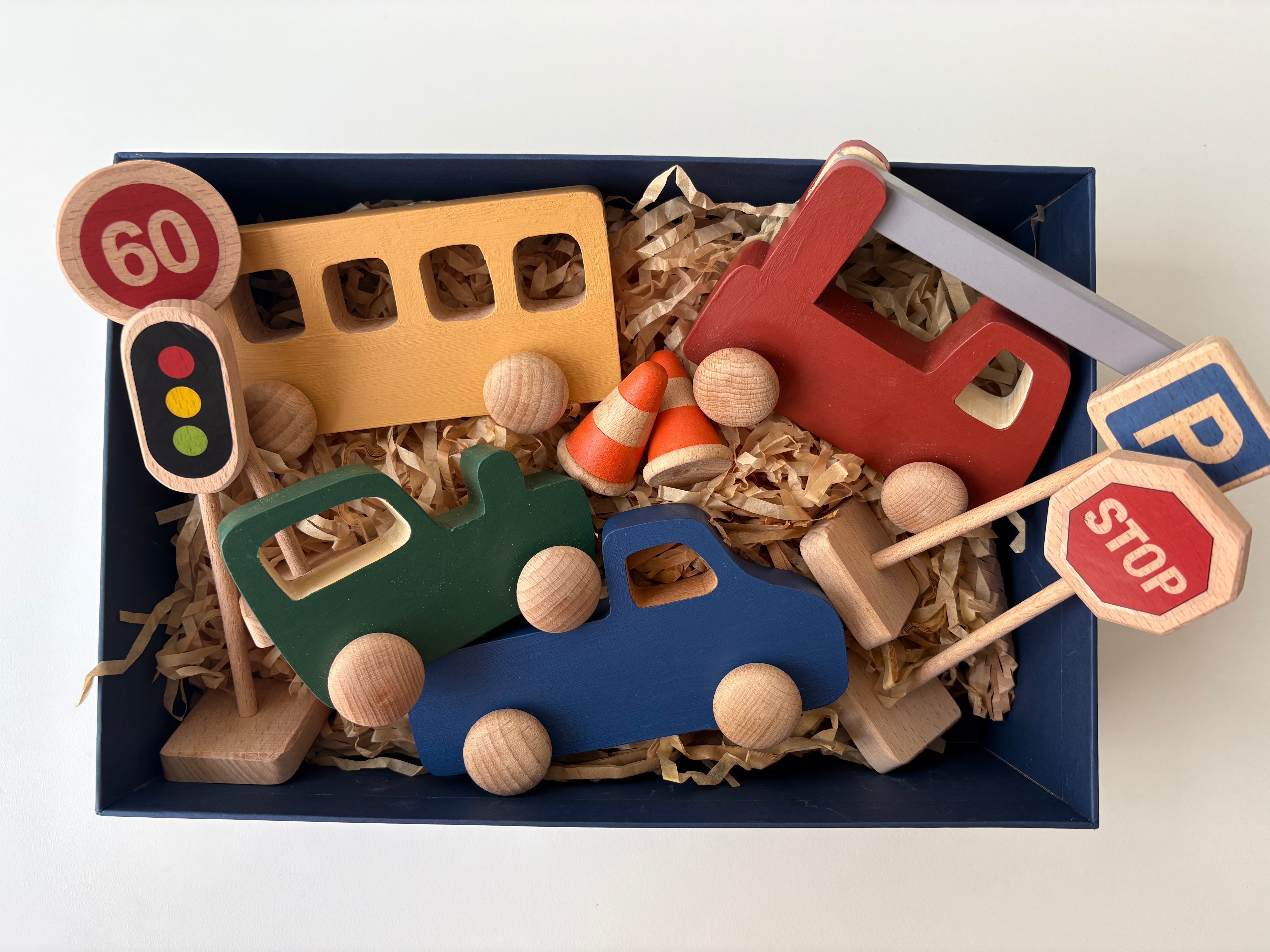 Birch & Bug Mini City Wooden Playset - Wooden Vehicles