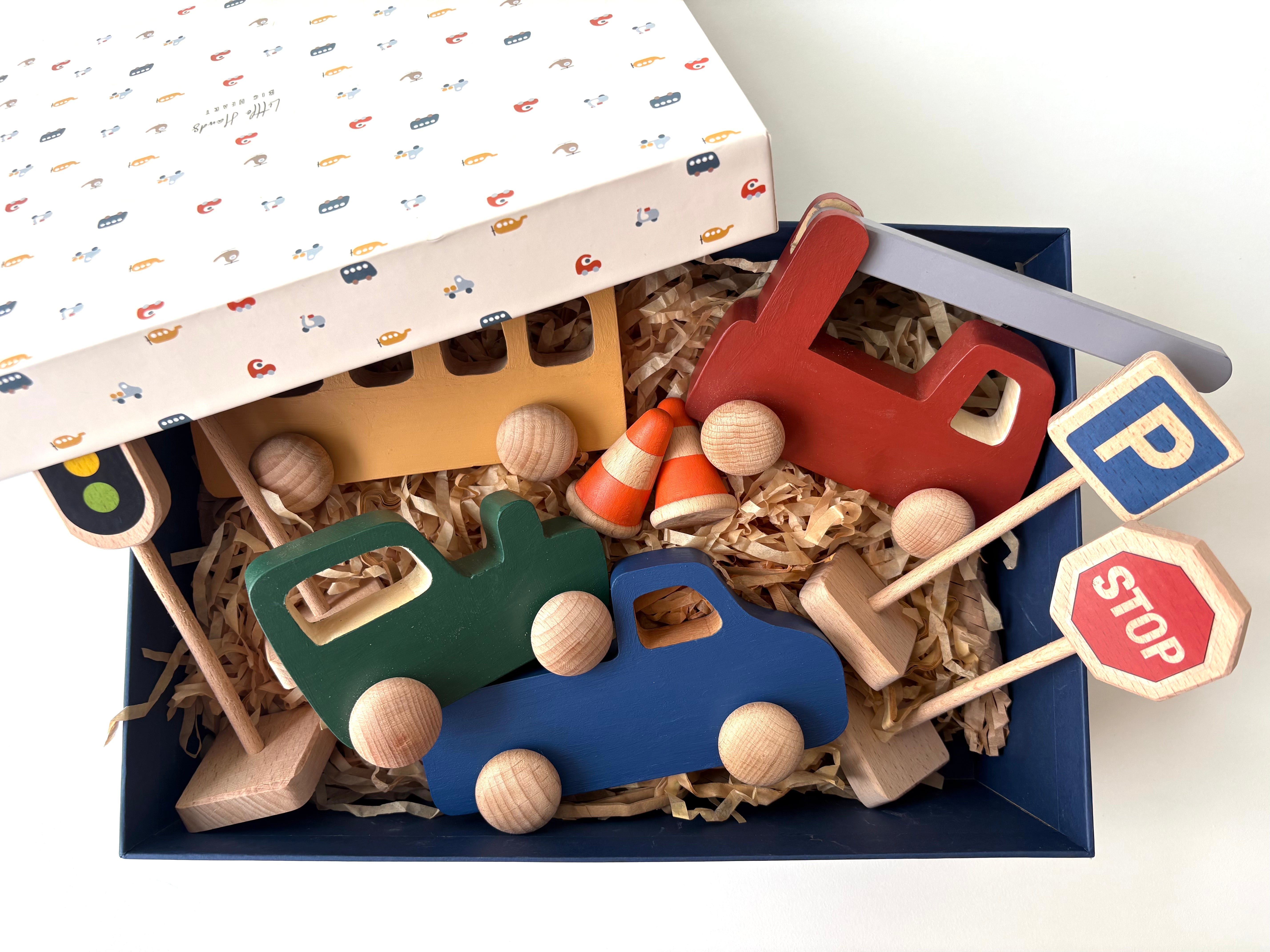 Birch & Bug Mini City Wooden Playset - Wooden Vehicles