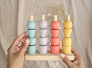 Birch & Bug MultiStacker Pastel Toy - Montessori | The Mom Store - Wooden Toys