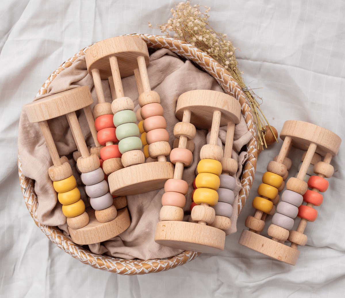 Birch & Bug Pastel Bead Cylinder Rattle - Rattle