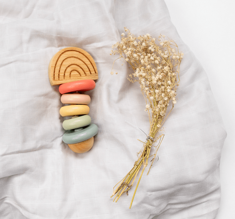 Birch & Bug Pastel Rainbow Teether and Rattle - Rattle