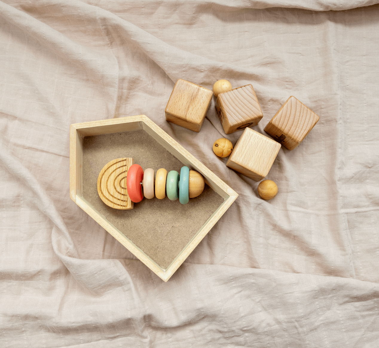 Birch & Bug Pastel Rainbow Teether and Rattle - Rattle