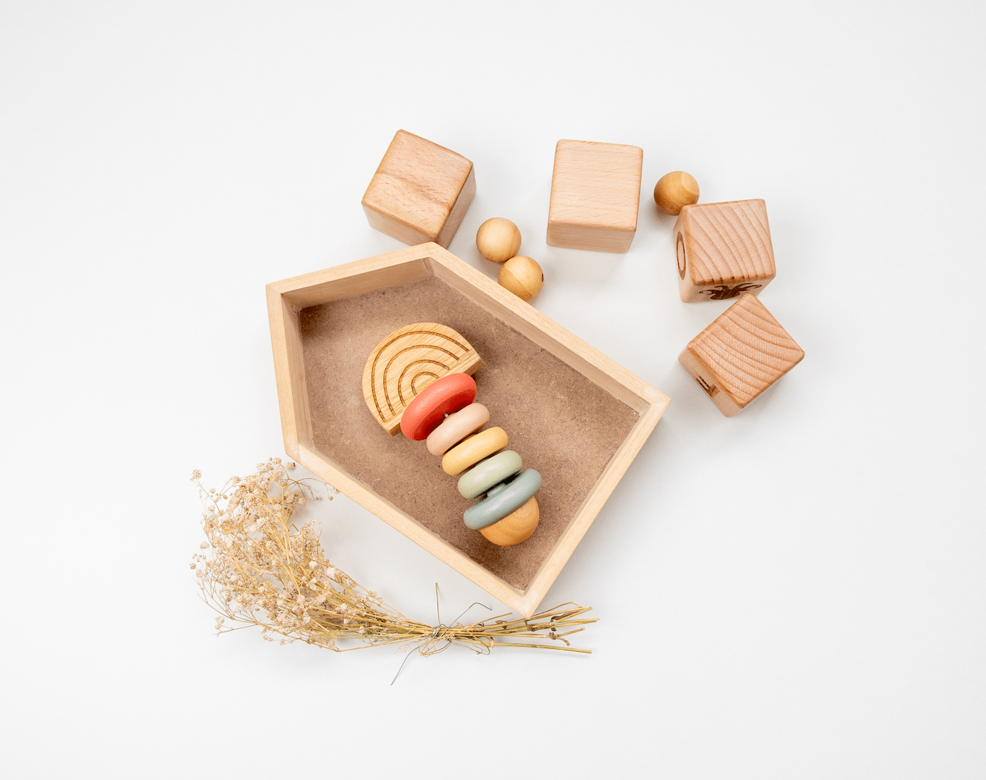 Birch & Bug Pastel Rainbow Teether and Rattle - Rattle