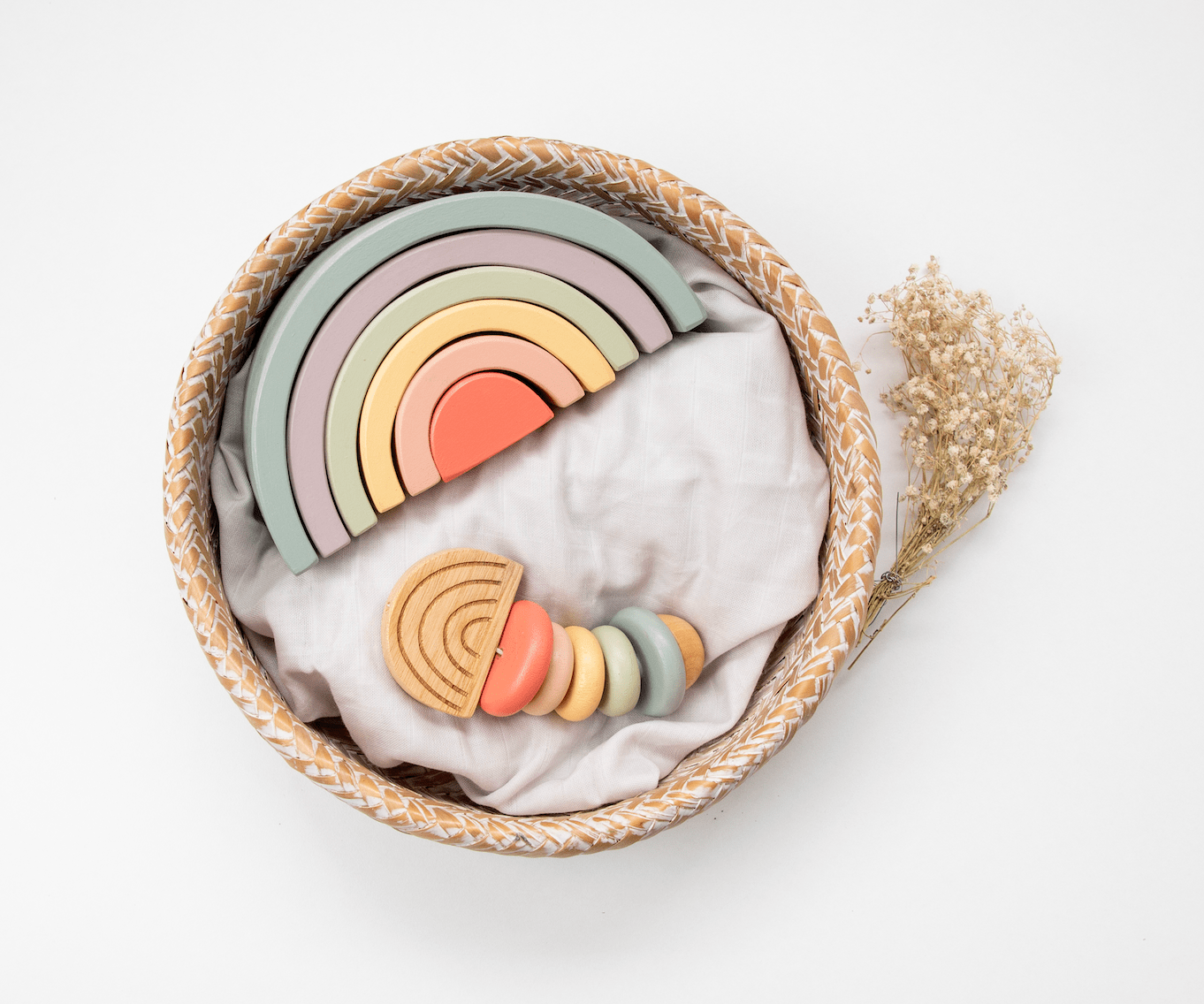 Birch & Bug Pastel Rainbow Teether and Rattle - Rattle