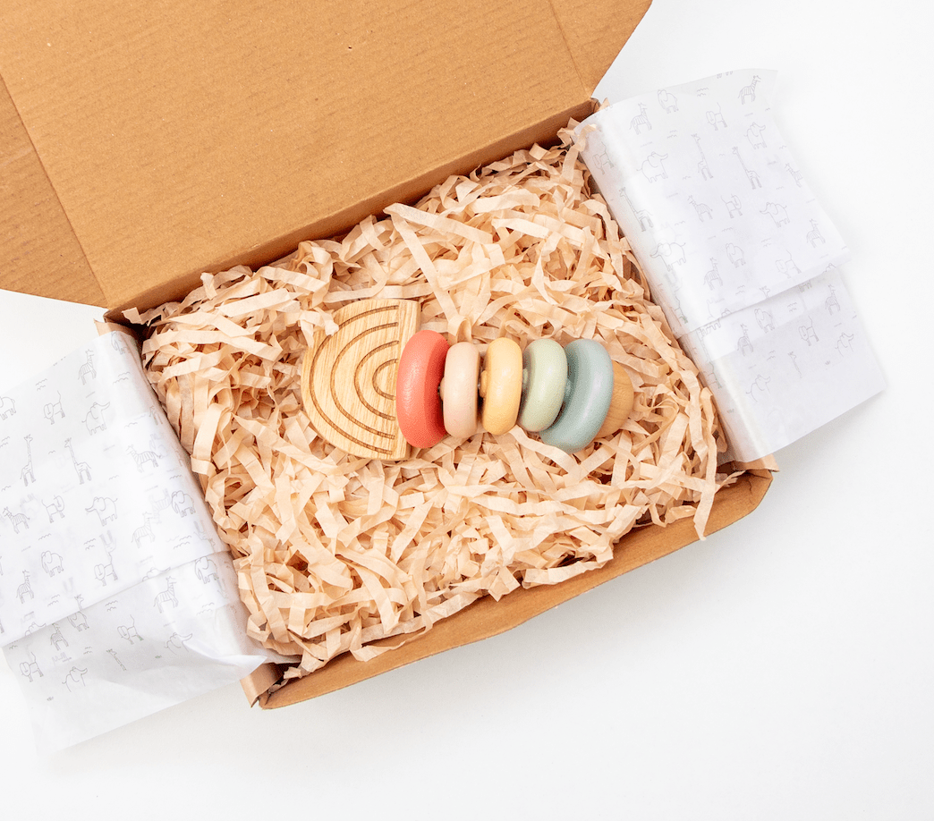 Birch & Bug Pastel Rainbow Teether and Rattle - Rattle